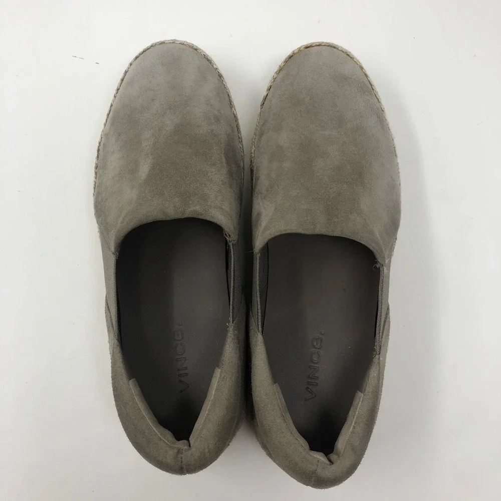 Vince Wilden Platform Flats Shoes Espadrille Womens 5.5 Gray Suede Slip On